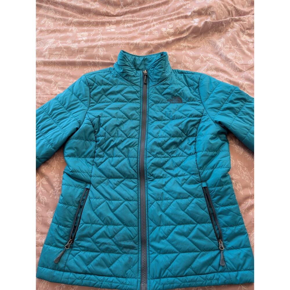 Womens The NORTH FACE Teal blue quilted full-zip Tamburello Puffer Jacket Medium